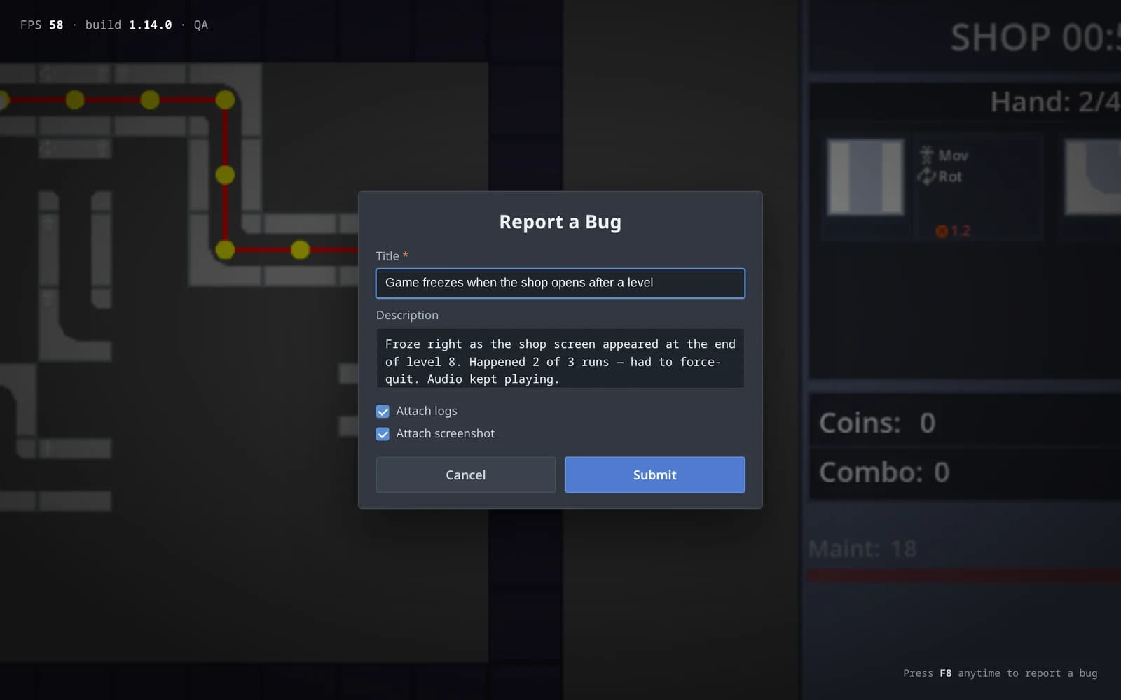 Report from inside the game — Forge Logger